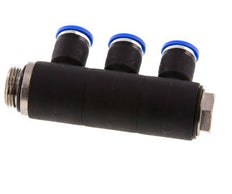 8mm x G3/8'' 3-way Manifold Messing/PA 66 Insteekfitting Buitendraad Draaibaar NBR