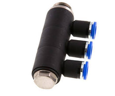 8mm x G3/8'' 3-way Manifold Messing/PA 66 Insteekfitting Buitendraad Draaibaar NBR