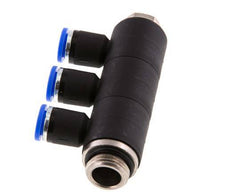 8mm x G3/8'' 3-way Manifold Messing/PA 66 Insteekfitting Buitendraad Draaibaar NBR