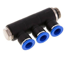 10mm x G3/8'' 3-way Manifold Messing/PA 66 Insteekfitting Buitendraad Draaibaar NBR