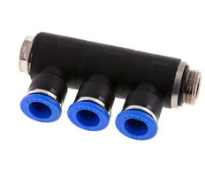 10mm x G3/8'' 3-way Manifold Messing/PA 66 Insteekfitting Buitendraad Draaibaar NBR