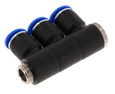 12mm x G3/8'' 3-way Manifold Messing/PA 66 Insteekfitting Buitendraad Draaibaar NBR