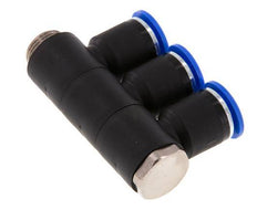 12mm x G3/8'' 3-way Manifold Messing/PA 66 Insteekfitting Buitendraad Draaibaar NBR