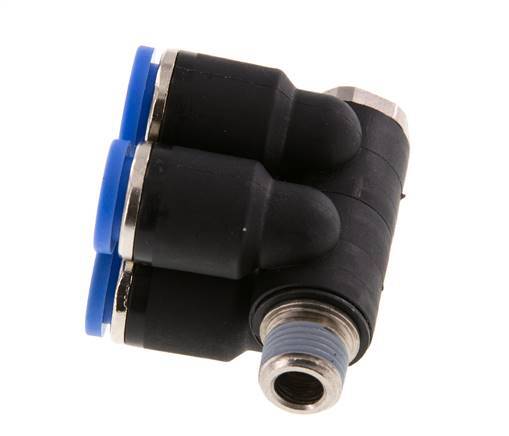 8mm x R1/8'' 4-way Manifold Messing/PA 66 Insteekfitting Buitendraad Draaibaar NBR