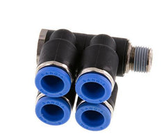 8mm x R1/8'' 4-way Manifold Messing/PA 66 Insteekfitting Buitendraad Draaibaar NBR