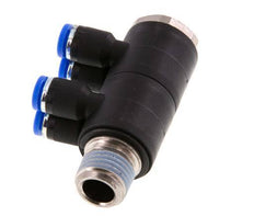4mm x R1/4'' 4-way Manifold Messing/PA 66 Insteekfitting Buitendraad Draaibaar NBR