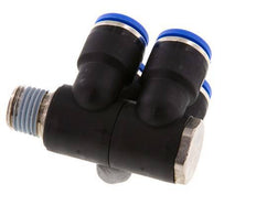 10mm x R1/4'' 4-way Manifold Messing/PA 66 Insteekfitting Buitendraad Draaibaar NBR