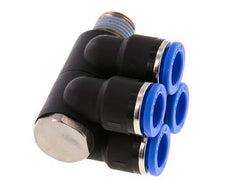 10mm x R1/4'' 4-way Manifold Messing/PA 66 Insteekfitting Buitendraad Draaibaar NBR