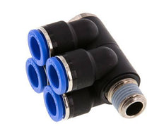10mm x R1/4'' 4-way Manifold Messing/PA 66 Insteekfitting Buitendraad Draaibaar NBR