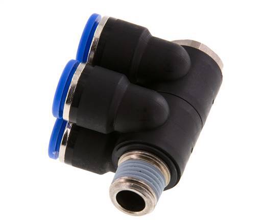 10mm x R1/4'' 4-way Manifold Messing/PA 66 Insteekfitting Buitendraad Draaibaar NBR