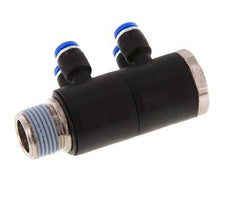 4mm x R3/8'' 4-way Manifold Messing/PA 66 Insteekfitting Buitendraad Draaibaar NBR
