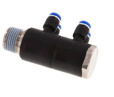 4mm x R3/8'' 4-way Manifold Messing/PA 66 Insteekfitting Buitendraad Draaibaar NBR