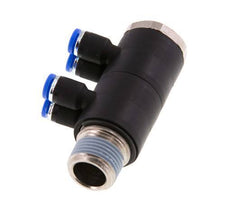 4mm x R3/8'' 4-way Manifold Messing/PA 66 Insteekfitting Buitendraad Draaibaar NBR