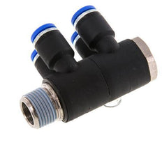 8mm x R3/8'' 4-way Manifold Messing/PA 66 Insteekfitting Buitendraad Draaibaar NBR