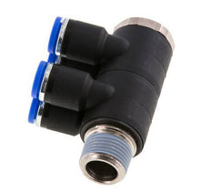 8mm x R3/8'' 4-way Manifold Messing/PA 66 Insteekfitting Buitendraad Draaibaar NBR