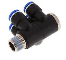 10mm x R3/8'' 4-way Manifold Messing/PA 66 Insteekfitting Buitendraad Draaibaar NBR