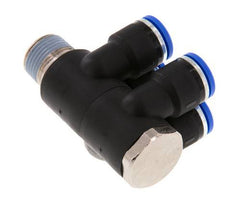 10mm x R3/8'' 4-way Manifold Messing/PA 66 Insteekfitting Buitendraad Draaibaar NBR