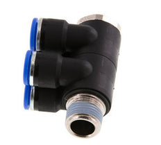 10mm x R3/8'' 4-way Manifold Messing/PA 66 Insteekfitting Buitendraad Draaibaar NBR
