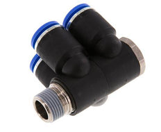 12mm x R3/8'' 4-way Manifold Messing/PA 66 Insteekfitting Buitendraad Draaibaar NBR