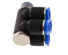 12mm x R3/8'' 4-way Manifold Messing/PA 66 Insteekfitting Buitendraad Draaibaar NBR
