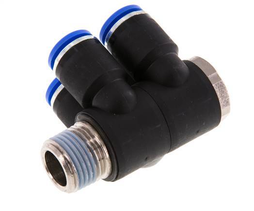 12mm x R1/2'' 4-way Manifold Messing/PA 66 Insteekfitting Buitendraad Draaibaar NBR