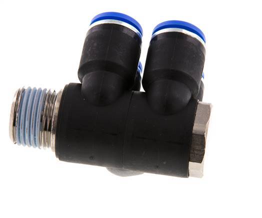 12mm x R1/2'' 4-way Manifold Messing/PA 66 Insteekfitting Buitendraad Draaibaar NBR