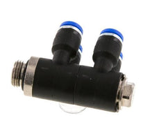 4mm x G1/8'' 4-way Manifold Messing/PA 66 Insteekfitting Buitendraad Draaibaar NBR