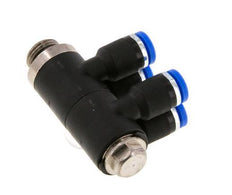 4mm x G1/8'' 4-way Manifold Messing/PA 66 Insteekfitting Buitendraad Draaibaar NBR