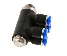 4mm x G1/8'' 4-way Manifold Messing/PA 66 Insteekfitting Buitendraad Draaibaar NBR