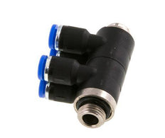4mm x G1/8'' 4-way Manifold Messing/PA 66 Insteekfitting Buitendraad Draaibaar NBR