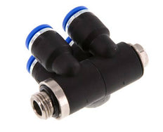 6mm x G1/8'' 4-way Manifold Messing/PA 66 Insteekfitting Buitendraad Draaibaar NBR