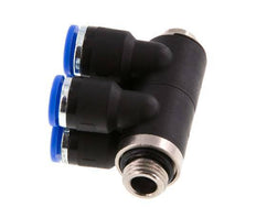6mm x G1/8'' 4-way Manifold Messing/PA 66 Insteekfitting Buitendraad Draaibaar NBR