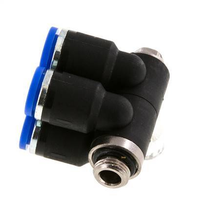 8mm x G1/8'' 4-way Manifold Messing/PA 66 Insteekfitting Buitendraad Draaibaar NBR