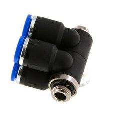 8mm x G1/8'' 4-way Manifold Messing/PA 66 Insteekfitting Buitendraad Draaibaar NBR
