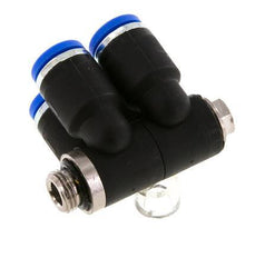 8mm x G1/8'' 4-way Manifold Messing/PA 66 Insteekfitting Buitendraad Draaibaar NBR