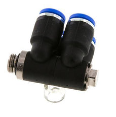8mm x G1/8'' 4-way Manifold Messing/PA 66 Insteekfitting Buitendraad Draaibaar NBR