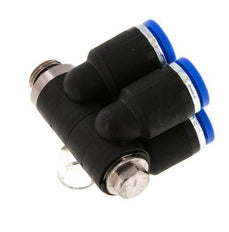 8mm x G1/8'' 4-way Manifold Messing/PA 66 Insteekfitting Buitendraad Draaibaar NBR
