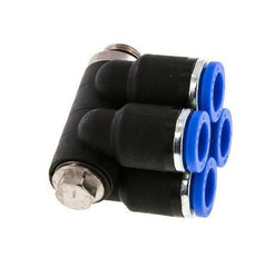 8mm x G1/8'' 4-way Manifold Messing/PA 66 Insteekfitting Buitendraad Draaibaar NBR