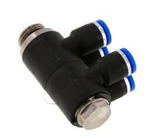 6mm x G1/4'' 4-way Manifold Messing/PA 66 Insteekfitting Buitendraad Draaibaar NBR