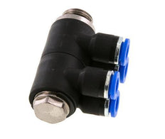 6mm x G1/4'' 4-way Manifold Messing/PA 66 Insteekfitting Buitendraad Draaibaar NBR