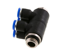 6mm x G1/4'' 4-way Manifold Messing/PA 66 Insteekfitting Buitendraad Draaibaar NBR