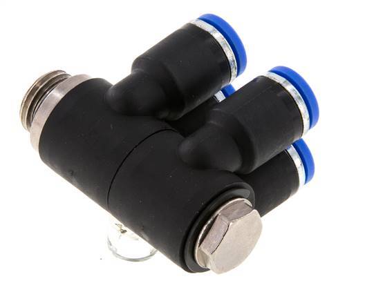 8mm x G1/4'' 4-way Manifold Messing/PA 66 Insteekfitting Buitendraad Draaibaar NBR