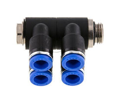 8mm x G1/4'' 4-way Manifold Messing/PA 66 Insteekfitting Buitendraad Draaibaar NBR