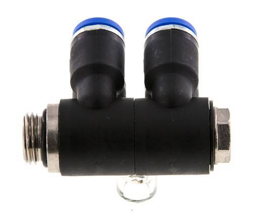 8mm x G1/4'' 4-way Manifold Messing/PA 66 Insteekfitting Buitendraad Draaibaar NBR