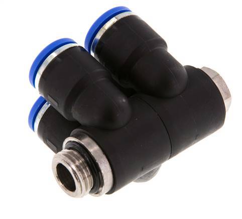 10mm x G1/4'' 4-way Manifold Messing/PA 66 Insteekfitting Buitendraad Draaibaar NBR