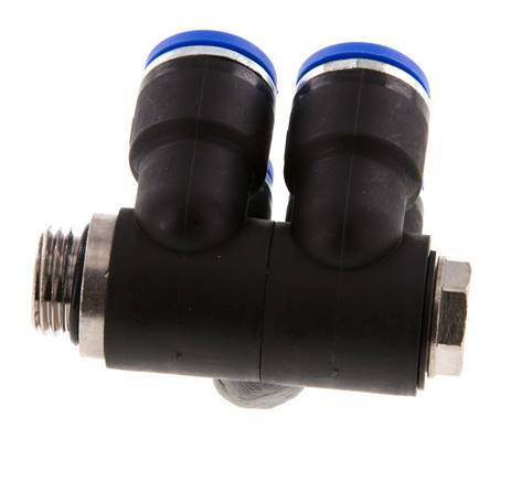 10mm x G1/4'' 4-way Manifold Messing/PA 66 Insteekfitting Buitendraad Draaibaar NBR