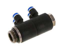 4mm x G3/8'' 4-way Manifold Messing/PA 66 Insteekfitting Buitendraad Draaibaar NBR
