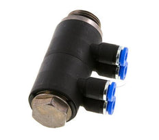 4mm x G3/8'' 4-way Manifold Messing/PA 66 Insteekfitting Buitendraad Draaibaar NBR