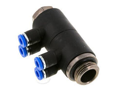 4mm x G3/8'' 4-way Manifold Messing/PA 66 Insteekfitting Buitendraad Draaibaar NBR