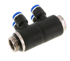 6mm x G3/8'' 4-way Manifold Messing/PA 66 Insteekfitting Buitendraad Draaibaar NBR